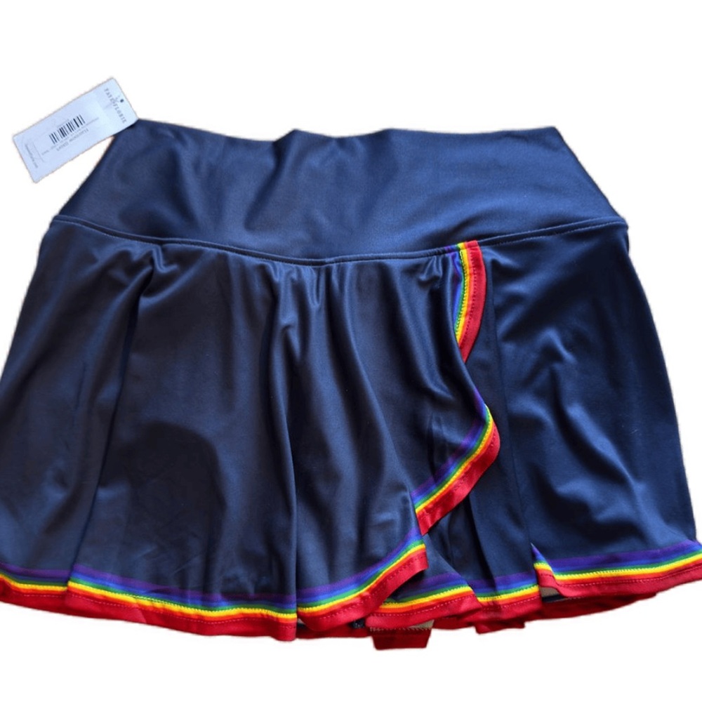 Navy Workout tennis skirt with Rainbow Trim